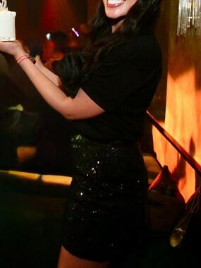 Black Sequin Mini Skirt